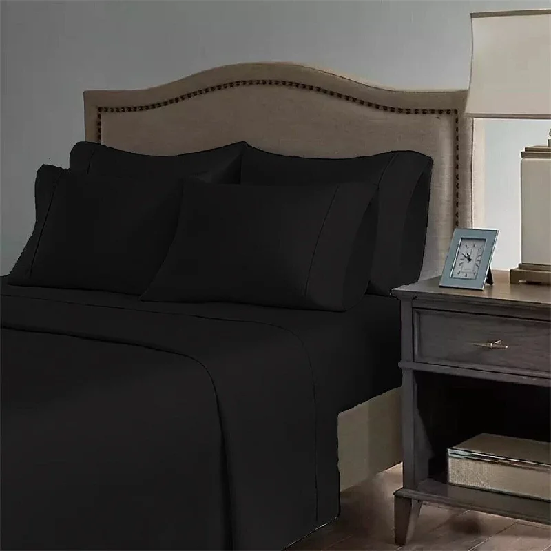 Fitted Sheets with Reinforced Corners for Long - Lasting Use2200 Count 6 Pc Premium Bamboo Deep Pocket Queen Sheet Black Fitted Sheets with Reinforced Corners for Long - Lasting Use2200 Count 6 Pc Premium Bamboo Deep Pocket Queen Sheet Black