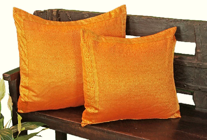 Lumbar Support Pillows for Car SeatsOrange Paisley Sari Pillow Cover