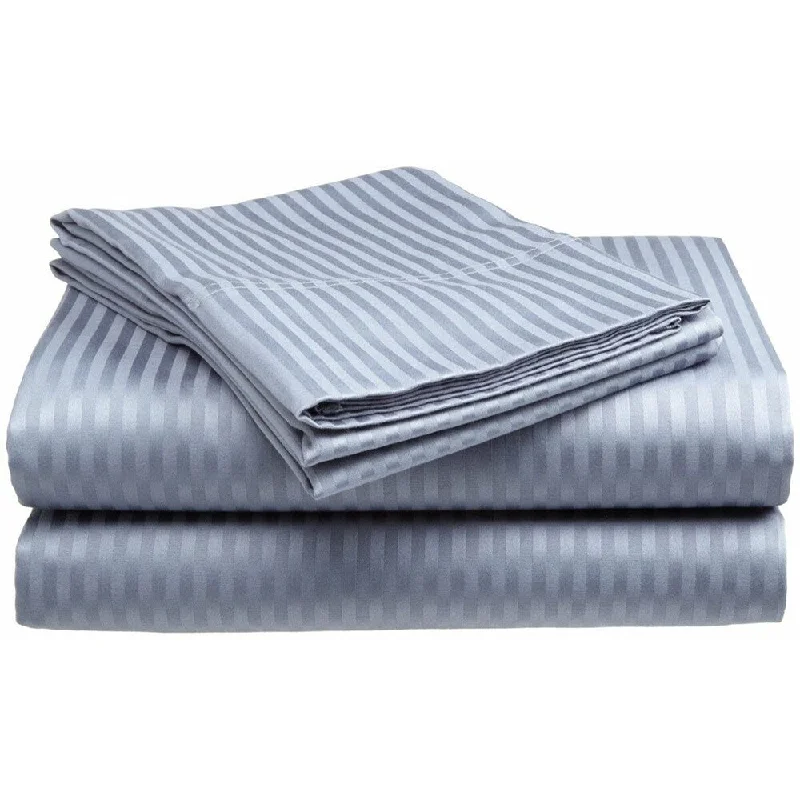 Queen - Size Sheet Sets with a European Pillowcase Set400 Thread Count Deluxe Cotton Dobby Stripe King Bed Sheet Light Blue Queen - Size Sheet Sets with a European Pillowcase Set400 Thread Count Deluxe Cotton Dobby Stripe King Bed Sheet Light Blue