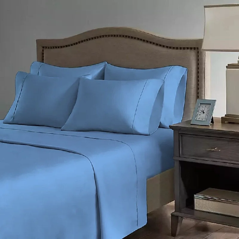 Queen - Size Sheet Sets with a European Pillowcase Set2200 Count 6 Pc Premium Bamboo Deep Pocket Queen Sheet Denim Queen - Size Sheet Sets with a European Pillowcase Set2200 Count 6 Pc Premium Bamboo Deep Pocket Queen Sheet Denim