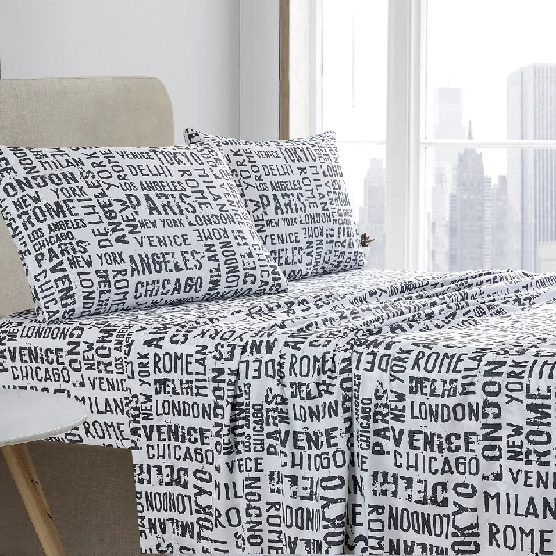 King - Size Sheet Sets with a Decorative Pillow SetLauren Taylor- World Cities Microfiber Sheet Set King - Size Sheet Sets with a Decorative Pillow SetLauren Taylor- World Cities Microfiber Sheet Set