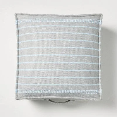 Velvet Pillows for a Touch of EleganceOpen Box - Border Stitch Stripe Indoor/Outdoor Floor Cushion Gray/Light Blue - Hearth & Hand with Magnolia Velvet Pillows for a Touch of EleganceOpen Box - Border Stitch Stripe Indoor/Outdoor Floor Cushion Gray/Light Blue - Hearth & Hand with Magnolia
