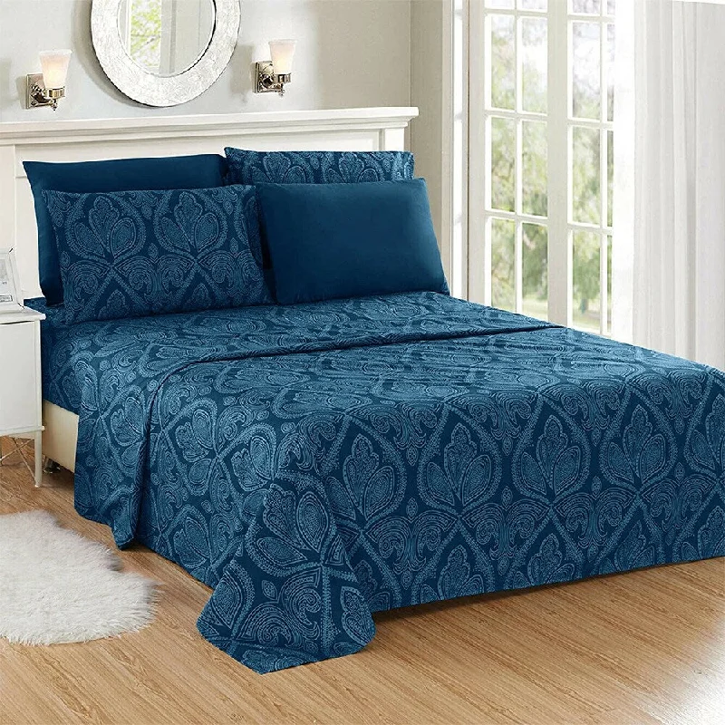Organic Flannel Sheets for a Natural and Warm SleepLuxury 6 Piece Bed Sheet Set 1800 Count Paisley Full Navy Blue Organic Flannel Sheets for a Natural and Warm SleepLuxury 6 Piece Bed Sheet Set 1800 Count Paisley Full Navy Blue