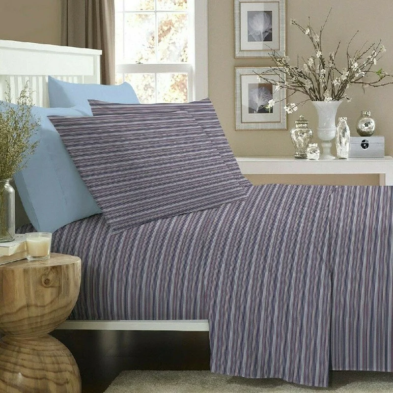 Jersey - Knit Sheets for a Comfortable and Casual Bed1200 Thread Count 6 Piece 100% Cotton Sheet Queen Blue Red Pinstripe Jersey - Knit Sheets for a Comfortable and Casual Bed1200 Thread Count 6 Piece 100% Cotton Sheet Queen Blue Red Pinstripe