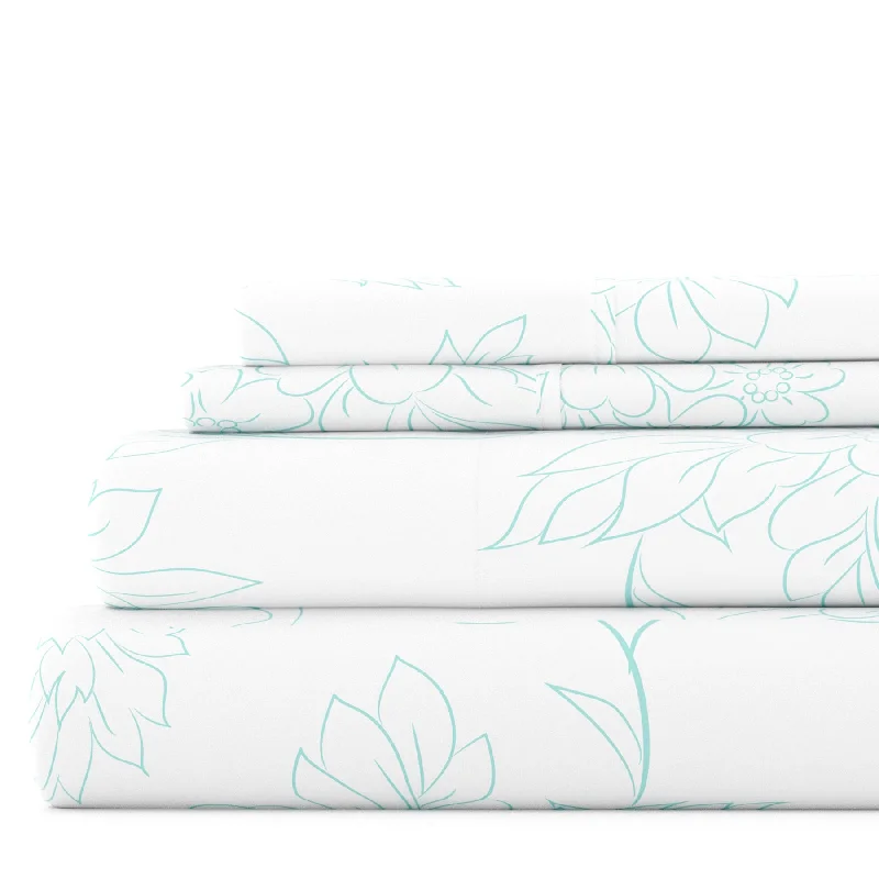 Hypoallergenic Silk Sheets for Sensitive SleepersVines Aqua Pattern Sheet Set Ultra Soft Microfiber Bedding Hypoallergenic Silk Sheets for Sensitive SleepersVines Aqua Pattern Sheet Set Ultra Soft Microfiber Bedding