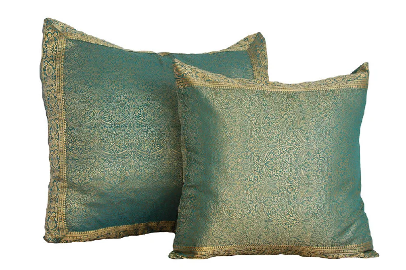 Feather Pillows for a Luxurious SleepSea Green Paisley Sari Pillow Cover