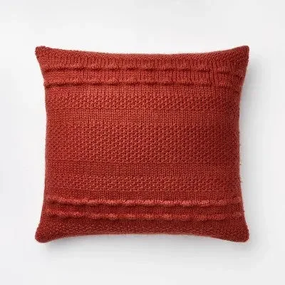 Back Support Pillows for Office ChairsOversized Bobble Knit Striped Square Throw Pillow Red - Threshold designed with Studio McGee Back Support Pillows for Office ChairsOversized Bobble Knit Striped Square Throw Pillow Red - Threshold designed with Studio McGee