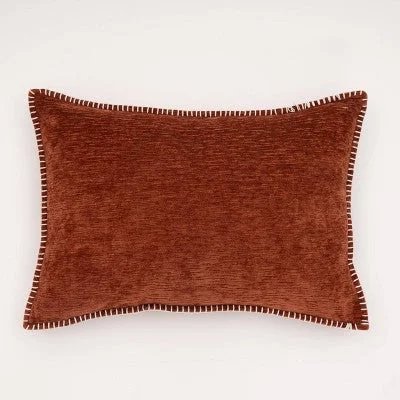 Firm Pillows for Side SleepersNew - 14"x20" Oversize Junoesque Chenille Whipstitch Lumbar Throw Pillow Brown - Evergrace Firm Pillows for Side SleepersNew - 14"x20" Oversize Junoesque Chenille Whipstitch Lumbar Throw Pillow Brown - Evergrace