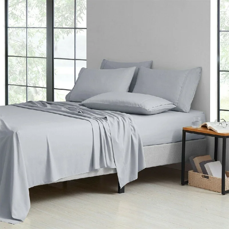 Jersey - Knit Sheets for a Comfortable and Casual Bed6 Piece Set 1800 Series Bamboo Soft Deep Pocket Twin Silver Jersey - Knit Sheets for a Comfortable and Casual Bed6 Piece Set 1800 Series Bamboo Soft Deep Pocket Twin Silver