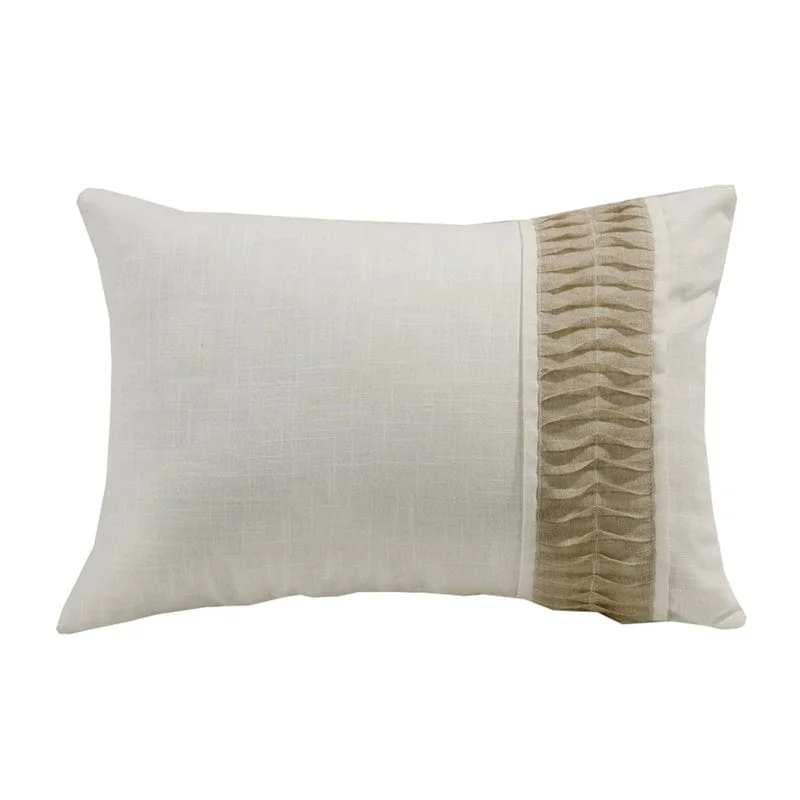 Plush Pillows for a Cozy BedNewport White Linen Pillow with Ruching Detail
