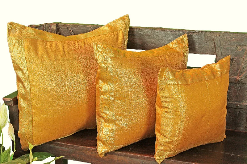 Round Pillows for Boho-Style InteriorsYellow Gold Raj Style Pillow Cover