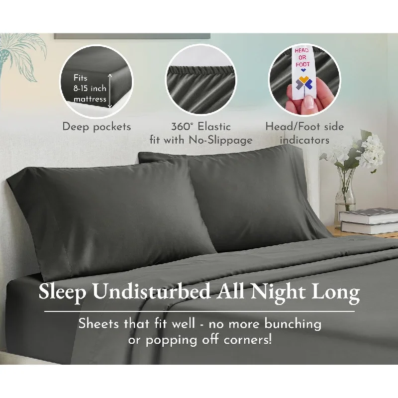 Sheet Sets with Multiple Pillowcase OptionsDark Gray Sheet Set Split-King - 500 Thread Count 100% Pure Cotton, Sateen Weave Breathable 5 Piece Sheet Set Luxury Sheets Sheet Sets with Multiple Pillowcase OptionsDark Gray Sheet Set Split-King - 500 Thread Count 100% Pure Cotton, Sateen Weave Breathable 5 Piece Sheet Set Luxury Sheets