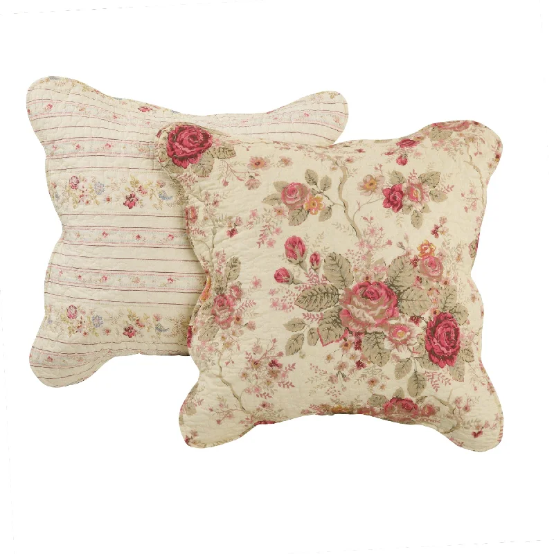 Bolster Pillows for Sofa DecorationAntique Rose Ecru Decorative Pillow Pair