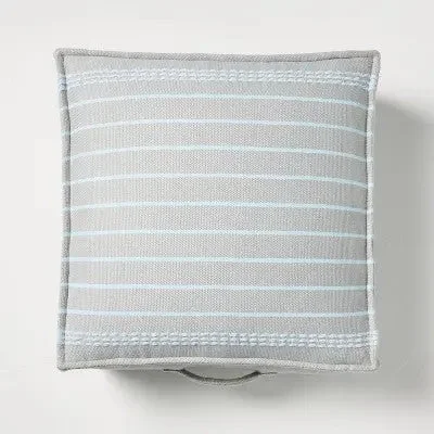 Travel Pillows for Long JourneysNew - Border Stitch Stripe Indoor/Outdoor Floor Cushion Gray/Light Blue - Hearth & Hand with Magnolia Travel Pillows for Long JourneysNew - Border Stitch Stripe Indoor/Outdoor Floor Cushion Gray/Light Blue - Hearth & Hand with Magnolia