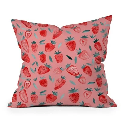 Feather Pillows for a Luxurious SleepNew - 16"x16" Angela Minca Strawberries Square Throw Pillow Pink - Deny Designs: Bohemian Style, Removable Cover Feather Pillows for a Luxurious SleepNew - 16"x16" Angela Minca Strawberries Square Throw Pillow Pink - Deny Designs: Bohemian Style, Removable Cover