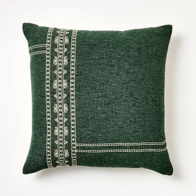 Silk Pillows for Smooth Skin and HairNew - Oversized Embroidered Square Throw Pillow Sage Green/Cream - Threshold designed with Studio McGee