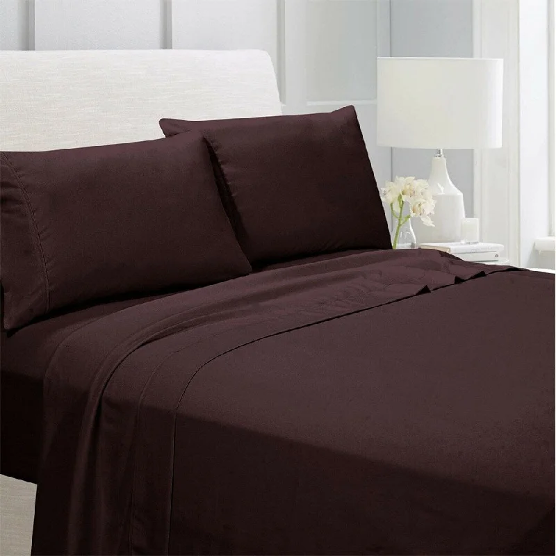 Flat Sheets with a High - Quality Finish for a Luxurious LookEgyptian Comfort 1800 Count 4 Piece Bed Sheet Set Queen Brown Flat Sheets with a High - Quality Finish for a Luxurious LookEgyptian Comfort 1800 Count 4 Piece Bed Sheet Set Queen Brown