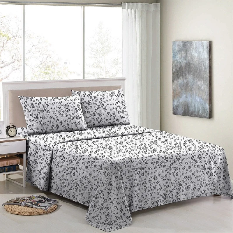Flat Sheets with a High - Quality Finish for a Luxurious LookFloral Sheets 4 Piece Egyptian Comfort 1800 Series Twin White Grey Flat Sheets with a High - Quality Finish for a Luxurious LookFloral Sheets 4 Piece Egyptian Comfort 1800 Series Twin White Grey