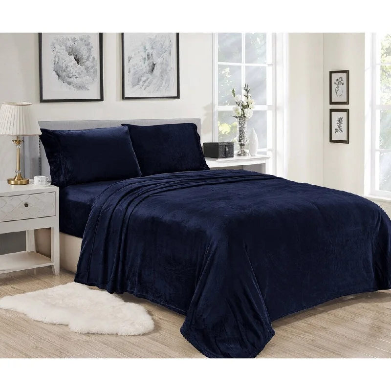 Fitted Sheets with Reinforced Corners for Long - Lasting UseLavana Microplush Sheet Sets King Navy Fitted Sheets with Reinforced Corners for Long - Lasting UseLavana Microplush Sheet Sets King Navy