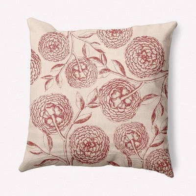 Velvet Pillows for a Touch of EleganceNew - 16"x16" Antique Flowers Square Throw Pillow Red - e by design Velvet Pillows for a Touch of EleganceNew - 16"x16" Antique Flowers Square Throw Pillow Red - e by design