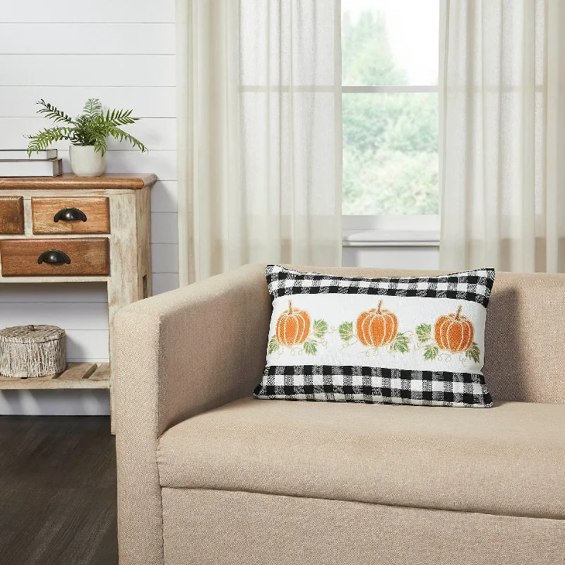 Feather Pillows for a Luxurious SleepAnnie Black Check Pumpkin Patch Pillow