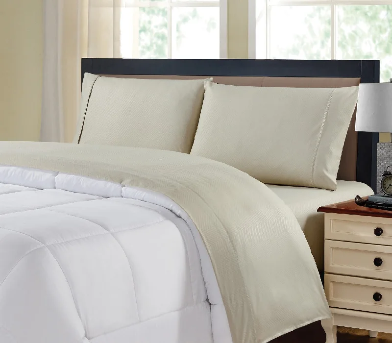 Fitted Sheets with Reinforced Corners for Long - Lasting UseKathy Ireland Chevron Embossed Microfiber 4 Piece Sheet Set Fitted Sheets with Reinforced Corners for Long - Lasting UseKathy Ireland Chevron Embossed Microfiber 4 Piece Sheet Set