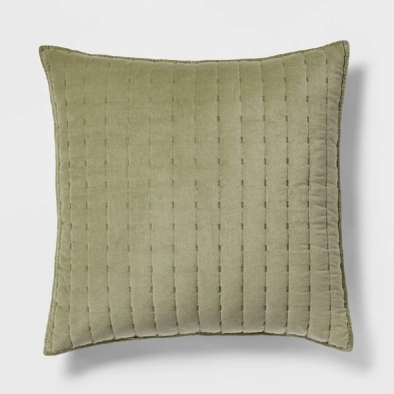 Round Pillows for Boho-Style InteriorsOpen Box - Euro Channel Stitch Velvet Quilt Sham Green - Threshold Round Pillows for Boho-Style InteriorsOpen Box - Euro Channel Stitch Velvet Quilt Sham Green - Threshold