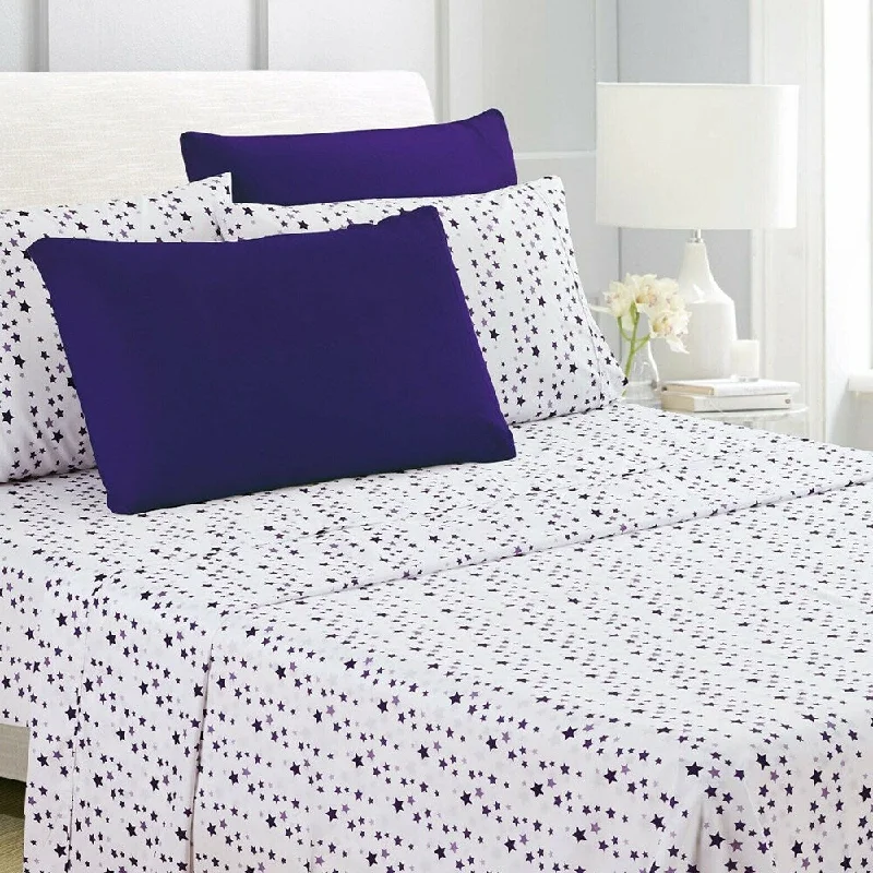 Thermal - Regulating Bamboo Sheets for All - Season Comfort6-Piece Egyptian Comfort 1800 Series Ultra Twin Purple Stars Thermal - Regulating Bamboo Sheets for All - Season Comfort6-Piece Egyptian Comfort 1800 Series Ultra Twin Purple Stars