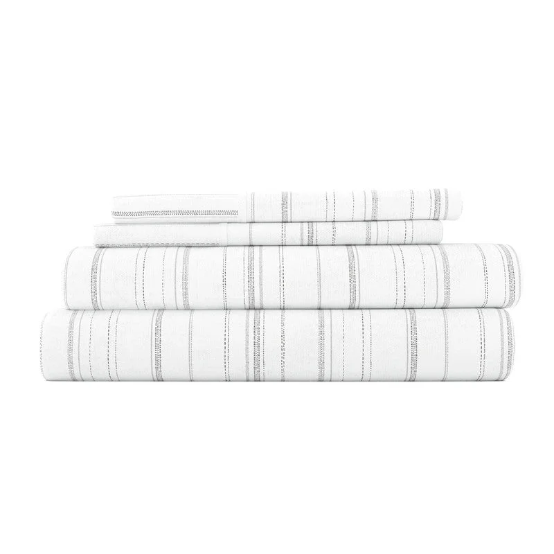Fitted Sheets with Reinforced Corners for Long - Lasting UseWeathered Stripes Gray 100% Cotton Flannel Super Soft Sheet Set - California King Fitted Sheets with Reinforced Corners for Long - Lasting UseWeathered Stripes Gray 100% Cotton Flannel Super Soft Sheet Set - California King