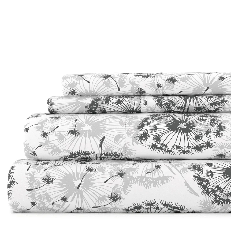 King - Size Sheet Sets with a Decorative Pillow SetMake a Wish Light Gray Pattern Sheet Set Ultra Soft Microfiber Bedding King - Size Sheet Sets with a Decorative Pillow SetMake a Wish Light Gray Pattern Sheet Set Ultra Soft Microfiber Bedding