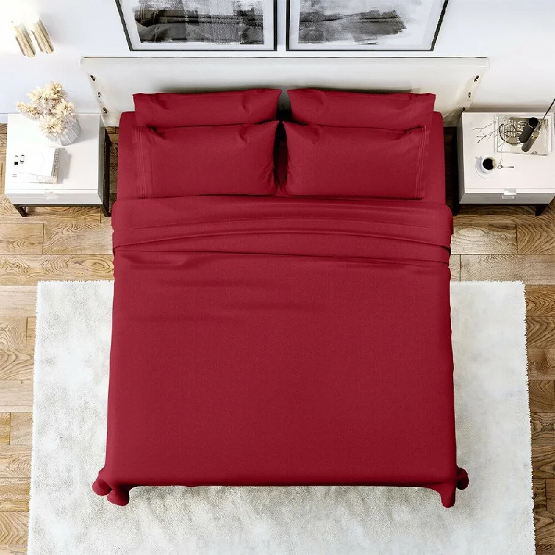Thermal - Regulating Bamboo Sheets for All - Season Comfort6 Piece Sheet Set 1800 Series Egyptian Deep Pocket Twin Burgundy Thermal - Regulating Bamboo Sheets for All - Season Comfort6 Piece Sheet Set 1800 Series Egyptian Deep Pocket Twin Burgundy