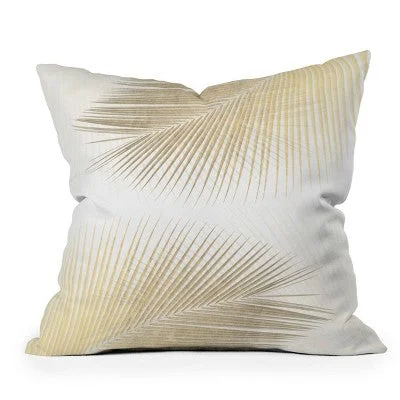 Lumbar Support Pillows for Car Seats16"x16" Gale Switzer Palm Leaf Synchronicity Square Throw Pillow Gold - Deny Designs Lumbar Support Pillows for Car Seats16"x16" Gale Switzer Palm Leaf Synchronicity Square Throw Pillow Gold - Deny Designs