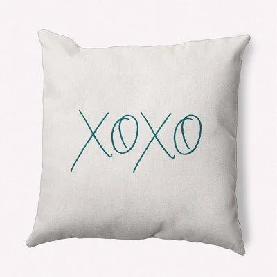Travel Pillows for Long JourneysNew - 16"x16" Modern 'XOXO' Valentines Square Throw Pillow Teal Blue/Ivory- e by design Travel Pillows for Long JourneysNew - 16"x16" Modern 'XOXO' Valentines Square Throw Pillow Teal Blue/Ivory- e by design