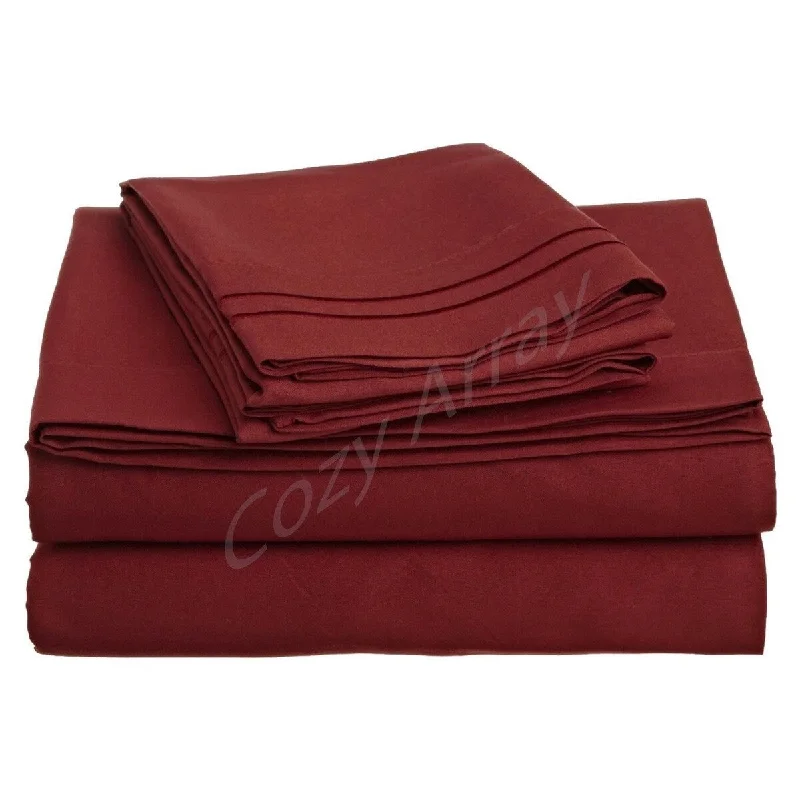 Queen - Size Sheet Sets with a European Pillowcase Set4 Piece 1600 Count Super Soft Sheet Set Twin Red
