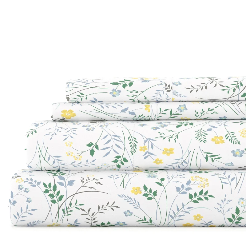 Linen - Cotton Blend Sheets for a Natural and Versatile OptionWildflower Light Blue Pattern Sheet Set Ultra Soft Microfiber Bedding Linen - Cotton Blend Sheets for a Natural and Versatile OptionWildflower Light Blue Pattern Sheet Set Ultra Soft Microfiber Bedding