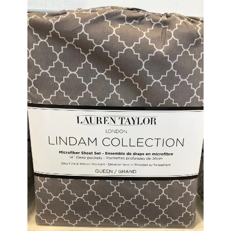 Fitted Sheets with Reinforced Corners for Long - Lasting UseLauren Taylor- Grey Geo MF Sheet Set Fitted Sheets with Reinforced Corners for Long - Lasting UseLauren Taylor- Grey Geo MF Sheet Set