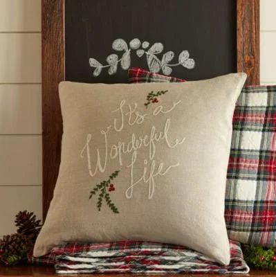 Feather Pillows for a Luxurious SleepWonderful Life Embroidered Linen Pillow