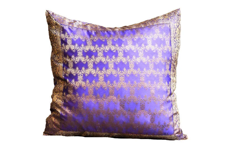 Travel Pillows for Long JourneysIndian Sari Fabric Light Purple Fatima Pillow Cover on sale