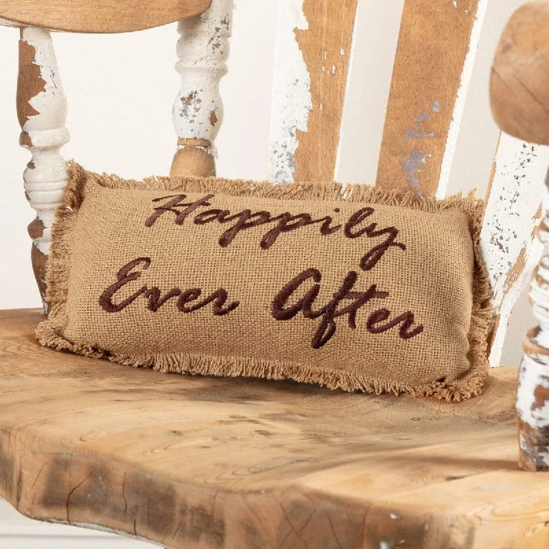 Travel Pillows for Long JourneysBurlap Natural Pillow Happily Ever After