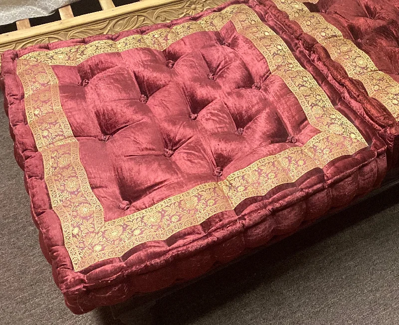 Back Support Pillows for Office ChairsBurgundy Velvet Meditation Tufted Cushion