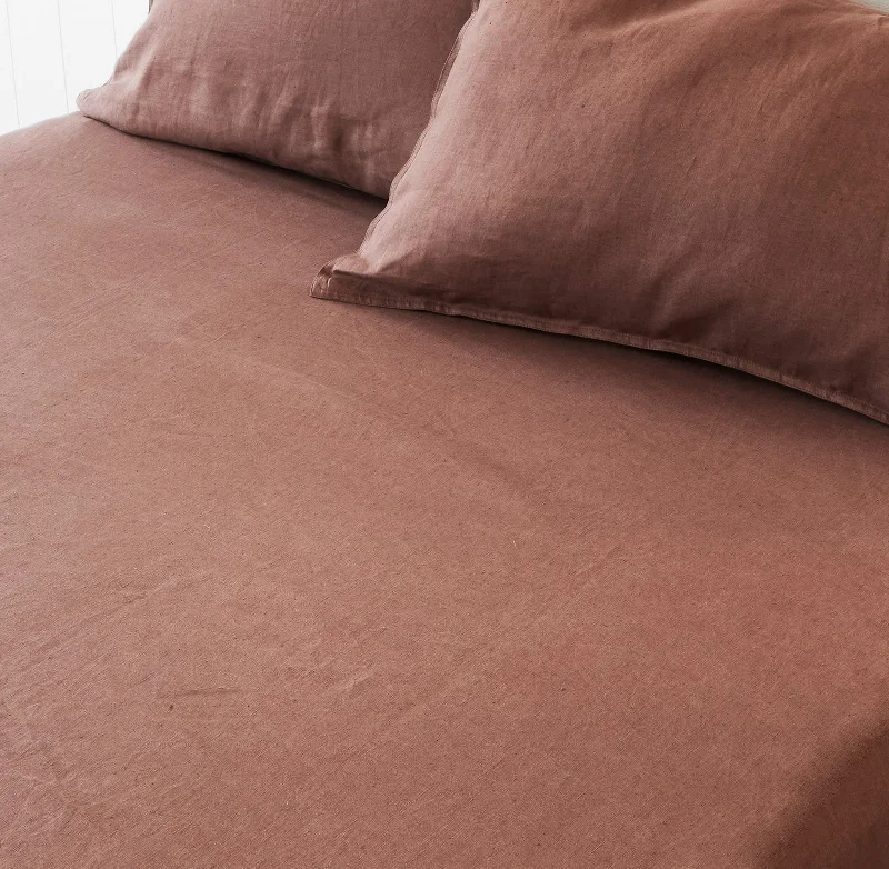 Linen - Cotton Blend Sheets for a Natural and Versatile OptionChocolate Fitted Sheet Linen - Cotton Blend Sheets for a Natural and Versatile OptionChocolate Fitted Sheet