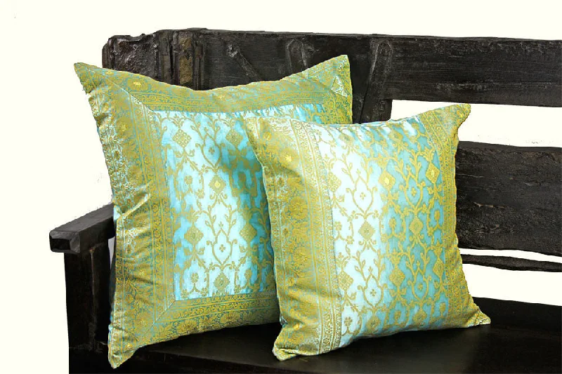 Bolster Pillows for Sofa DecorationBaby Blue Kela Sari Pillow Cover