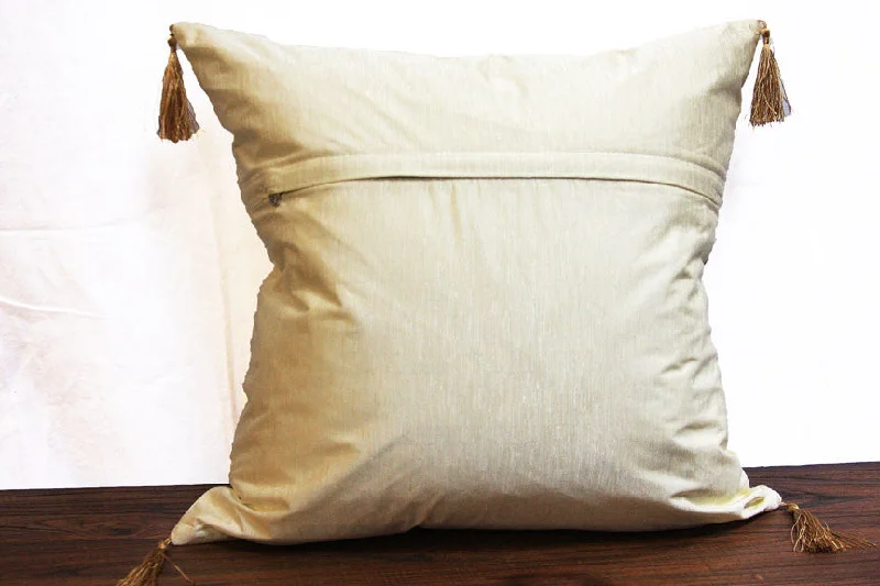 Feather Pillows for a Luxurious SleepCREAM ART SILK BOARDER WITH CHINESE STYLE JACARD INSET