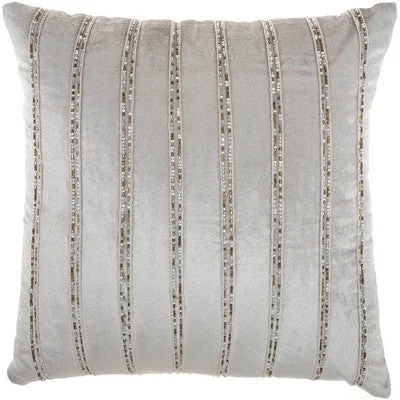 Feather Pillows for a Luxurious SleepNew - 20"x20" Oversize Sofia Beaded Striped Indoor Square Throw Pillow Light Gray - Mina Victory Feather Pillows for a Luxurious SleepNew - 20"x20" Oversize Sofia Beaded Striped Indoor Square Throw Pillow Light Gray - Mina Victory