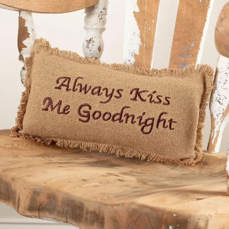 Decorative Pillows for Living Room MakeoverBurlap Natural Pillow Always Kiss Me Goodnight