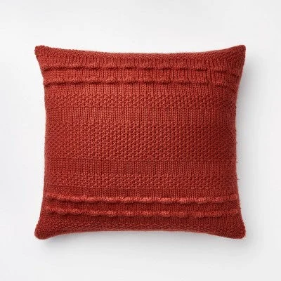 Hypoallergenic Pillows for Allergy SufferersNew - Oversized Bobble Knit Striped Square Throw Pillow Red - Threshold designed with Studio McGee Hypoallergenic Pillows for Allergy SufferersNew - Oversized Bobble Knit Striped Square Throw Pillow Red - Threshold designed with Studio McGee