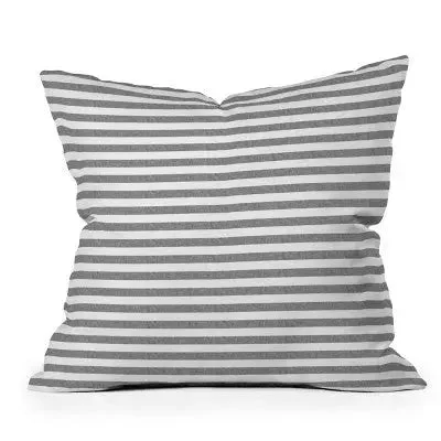 Travel Pillows for Long Journeys16"x16" Little Arrow Design Co. Striped Square Throw Pillow Gray - Deny Designs