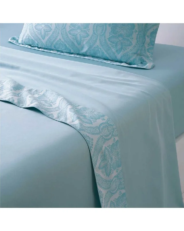Wrinkle - Free Polyester Sheets for a Low - Maintenance BedYves Delorme Nil Bleu Flat Sheet Wrinkle - Free Polyester Sheets for a Low - Maintenance BedYves Delorme Nil Bleu Flat Sheet