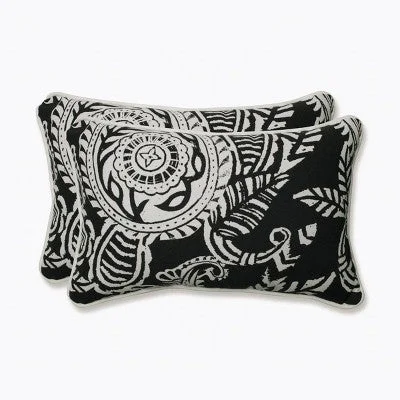 Travel Pillows for Long Journeys11.5"x18.5" Addie 2pc Outdoor/Indoor Throw Pillows Night Black - Pillow Perfect: Weather-Resistant, Paisley Design, Polyester Fill Travel Pillows for Long Journeys11.5"x18.5" Addie 2pc Outdoor/Indoor Throw Pillows Night Black - Pillow Perfect: Weather-Resistant, Paisley Design, Polyester Fill