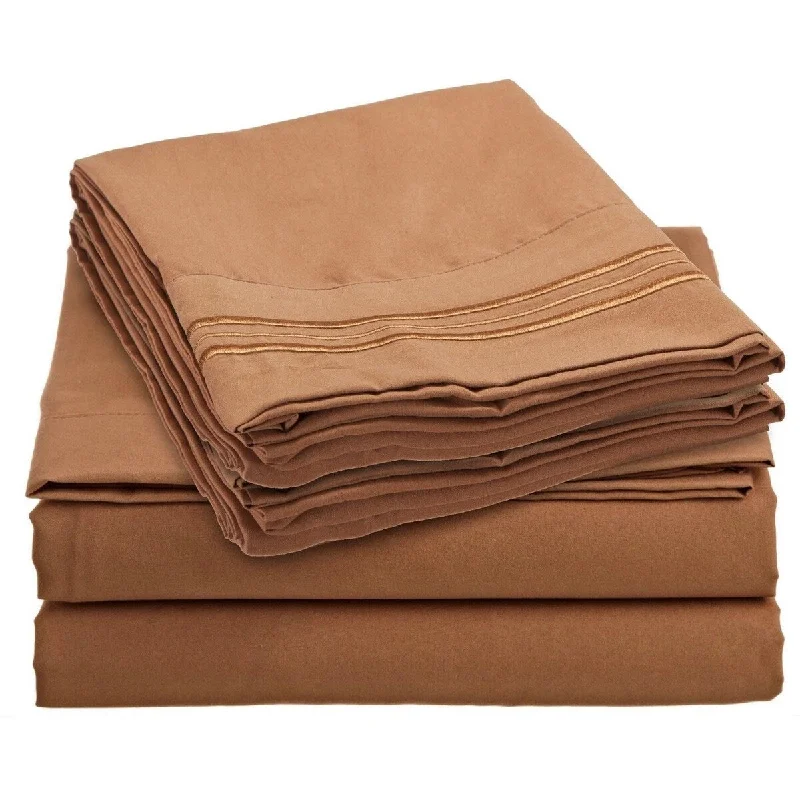 Queen - Size Sheet Sets with a European Pillowcase Set4 Piece 1600 Count Super Soft Sheet Set Full Mocha Chocolate Queen - Size Sheet Sets with a European Pillowcase Set4 Piece 1600 Count Super Soft Sheet Set Full Mocha Chocolate